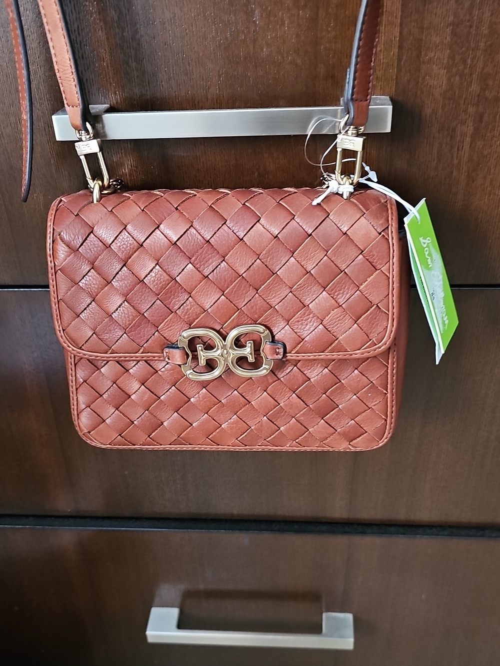 Sam Edelman Woven Leather Crossbody in Rust